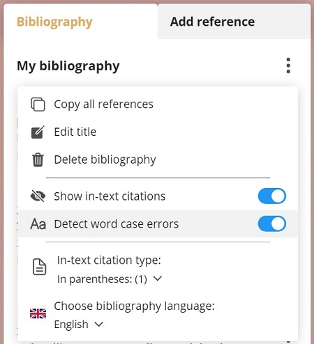 Bibliography menu